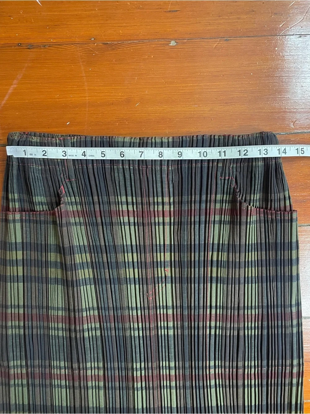 Issey Miyake Pleated Plaid Maxi Skirt Contrast Stitching Japan Sz L 🧡🎀